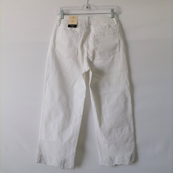 NWT St. John's Bay Womens White Mid Rise Raw Cuff Denim Cropped Jeans Size 4 - Picture 4 of 7